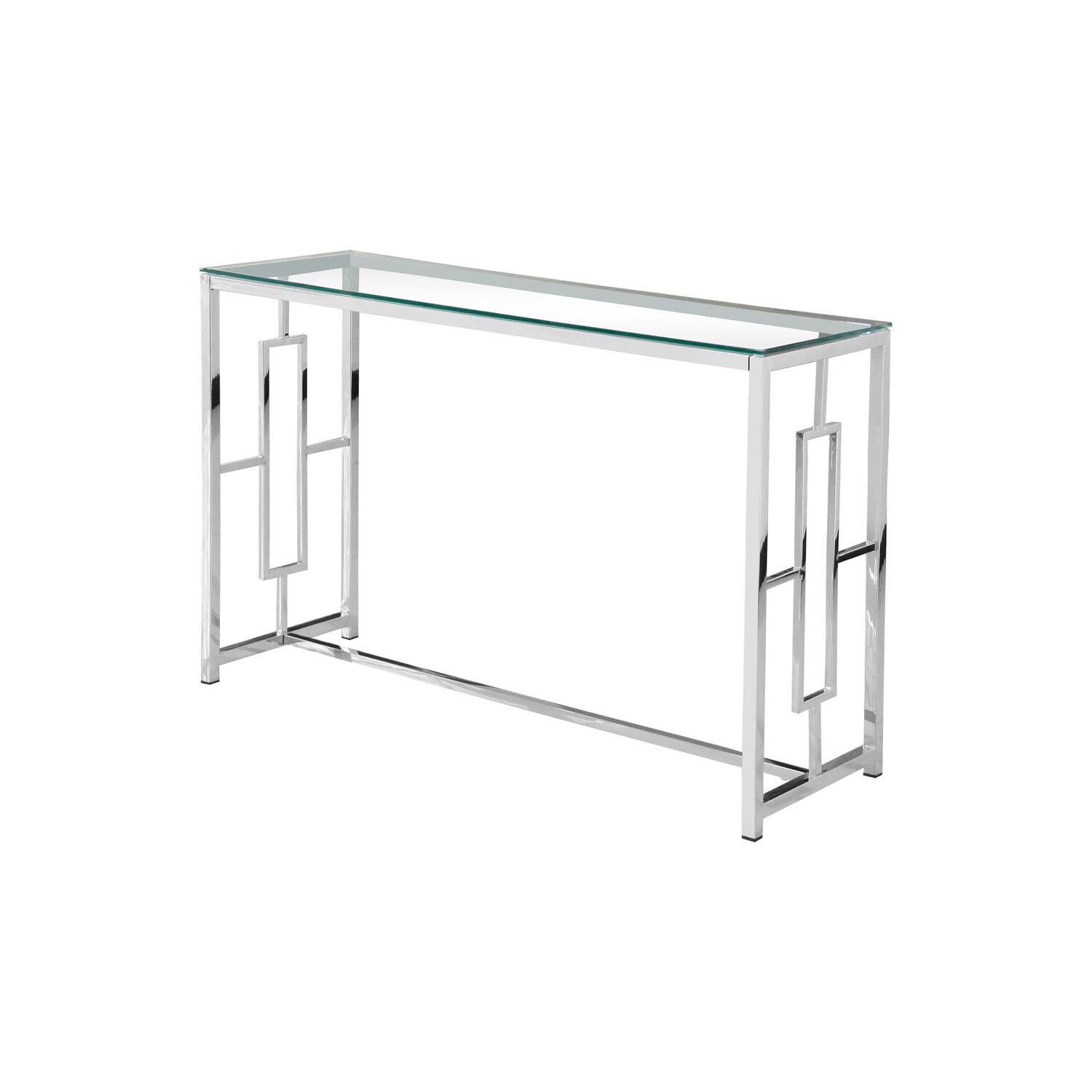 Best Master Furniture Silver Stainless Steel Glass Sofa Table Silver/Glass
